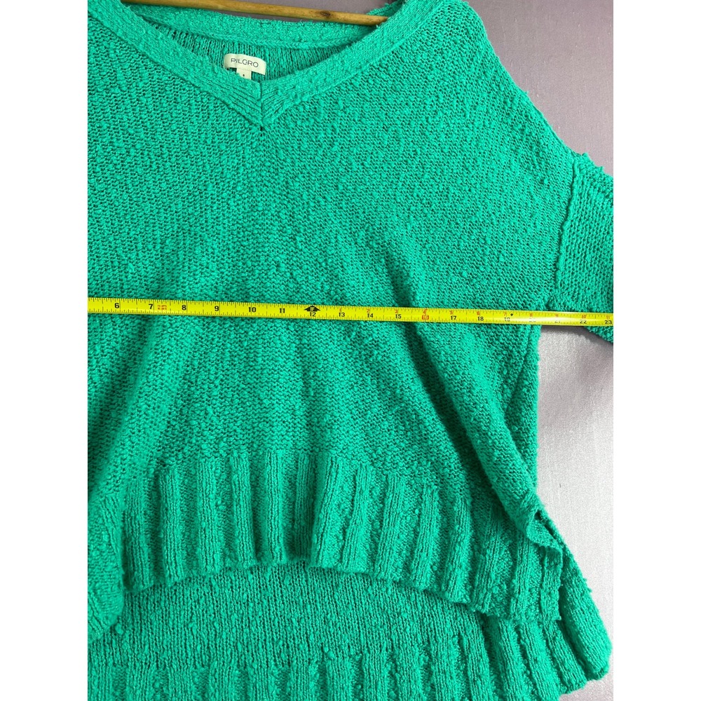 Pilcro Anthropologie Oversized Boho V-Neck Textured Knit High Lo Sweater Small - Picture 8 of 10